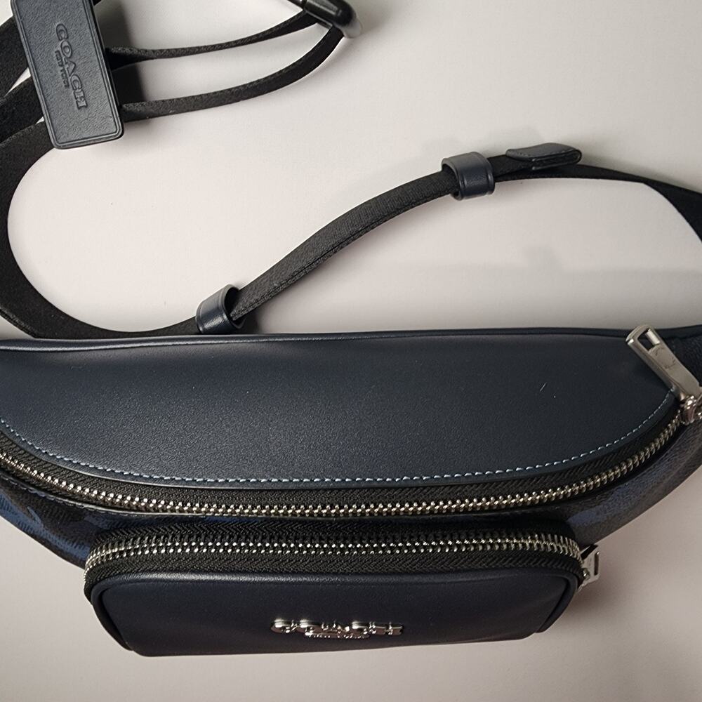 NWT Coach CDC32 Racer Small Belt Bag In Signature Canvas Blue Camo - Picture 4 of 6